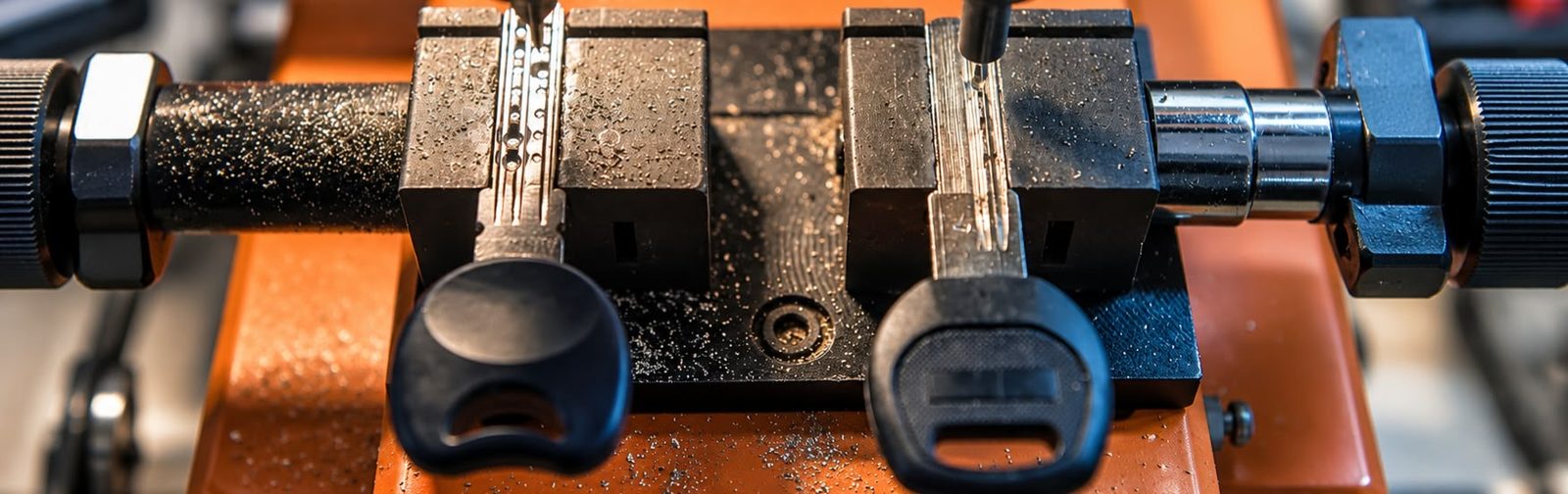 Mobile key cutting and programming equipment on board the NJS Auto Locksmith van